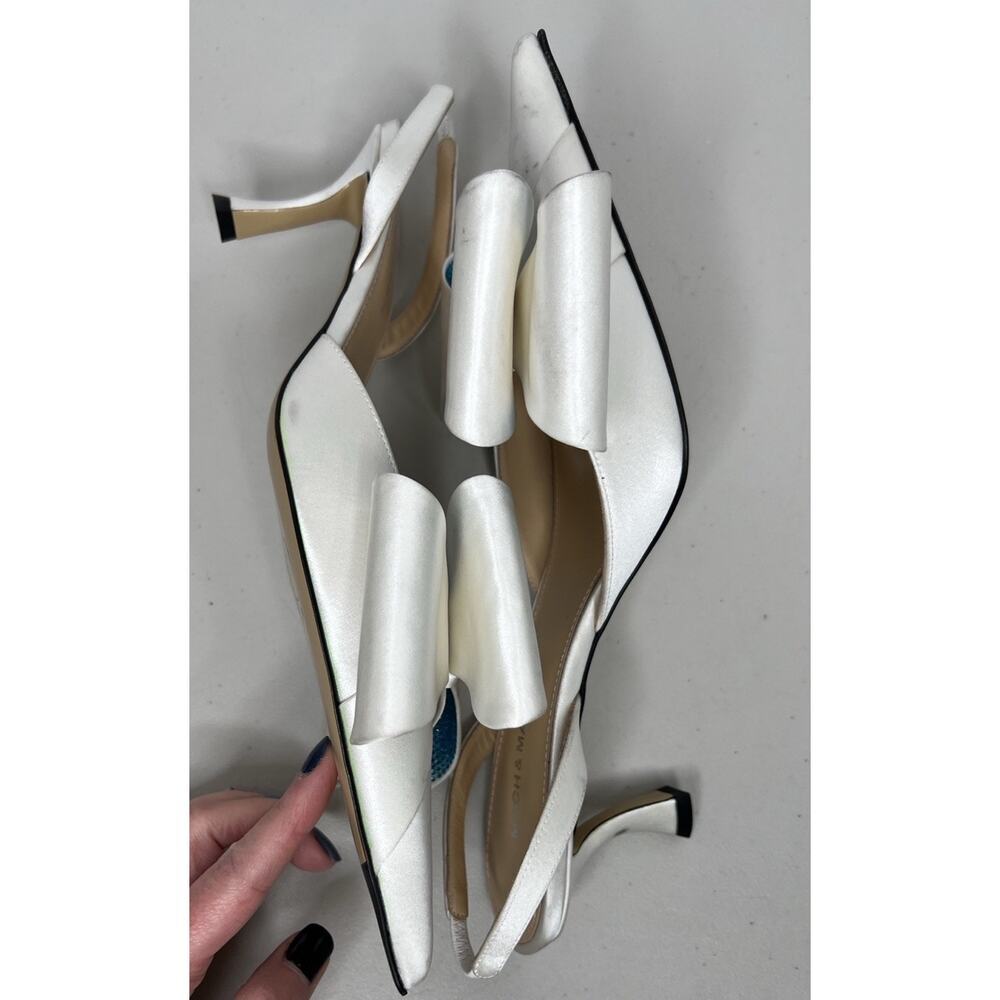 Mach & Mach White Le Cadeau Slingback Pumps Heels Women’s Size 39.5/40 - Picture 5 of 14